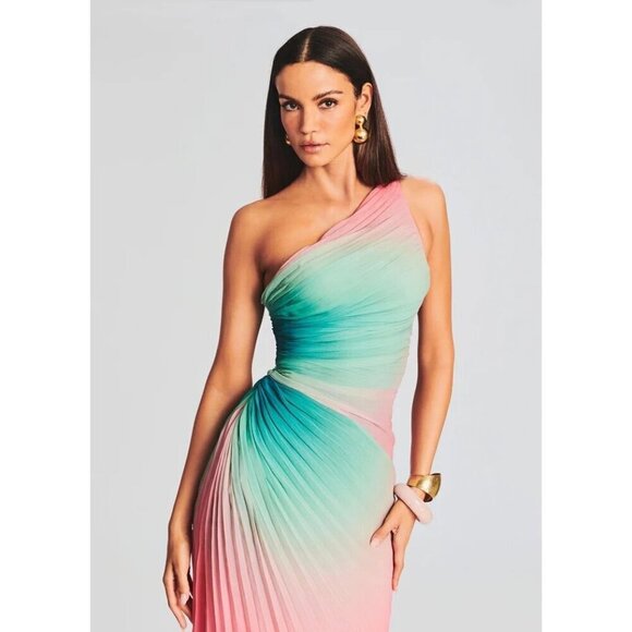 Rococo Sand Maxi Dress in Ombre Small New Womens One Shoulder Cocktail - Picture 13 of 16